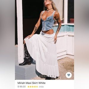 White tiered maxi skirt from Princess Polly